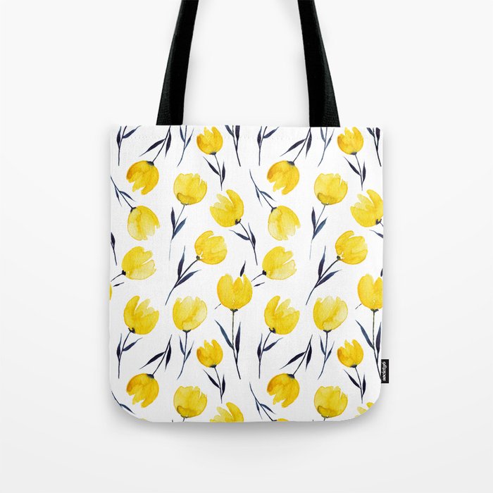 Yellow Tulips | Watercolour Pattern Tote Bag Gallery Image 1