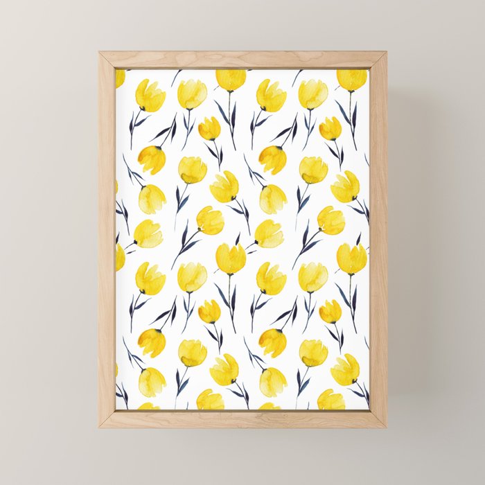 Yellow Tulips | Watercolour Pattern Mini Art Print Gallery Image 1