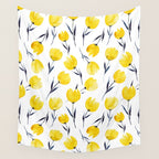 Yellow Tulips | Watercolour Pattern Wall Tapestry Gallery Image 4