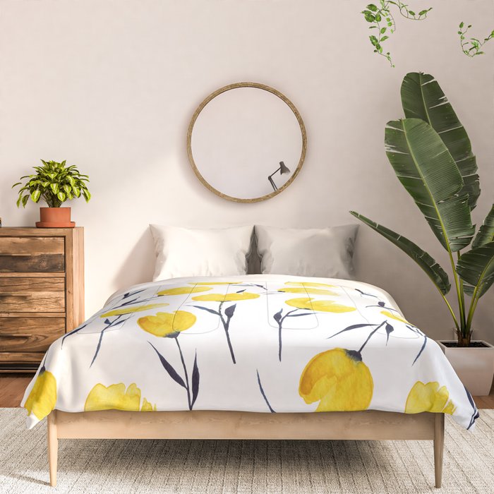 Yellow Tulips | Watercolour Pattern Comforter Gallery Image 3