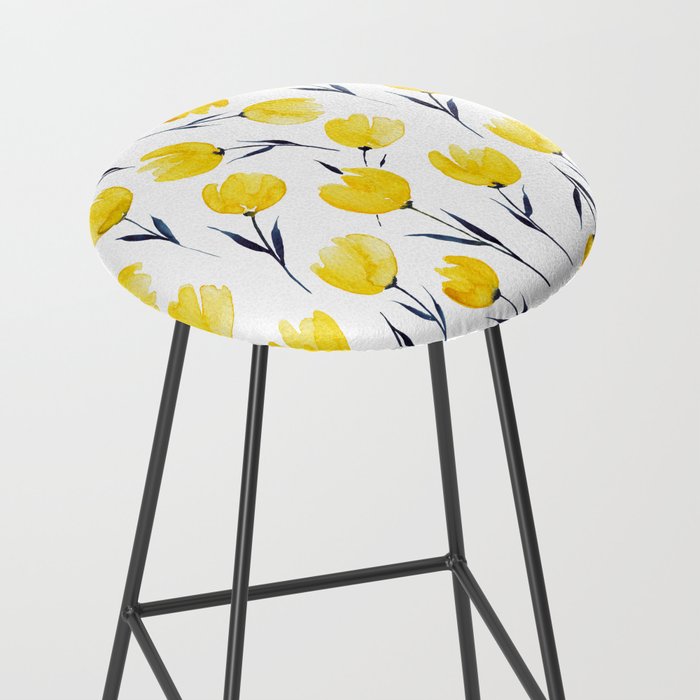 Yellow Tulips | Watercolour Pattern Stool Gallery Image 2