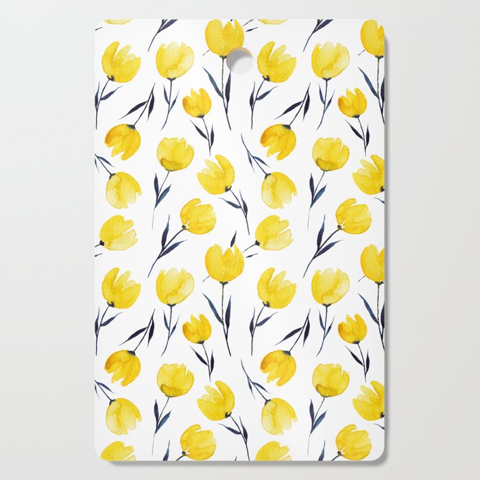 Yellow Tulips | Watercolour Pattern Cutting Board Gallery Image 1