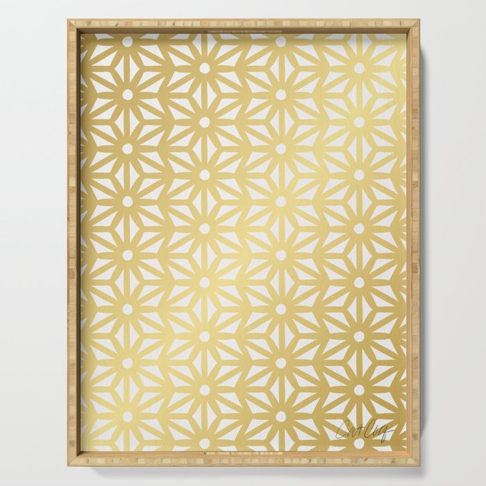 Asanoha Pattern - Gold Serving Tray Gallery Image 1