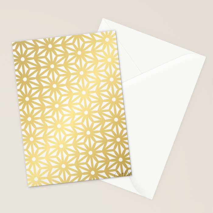 Asanoha Pattern - Gold Stationery Card Gallery Image 2