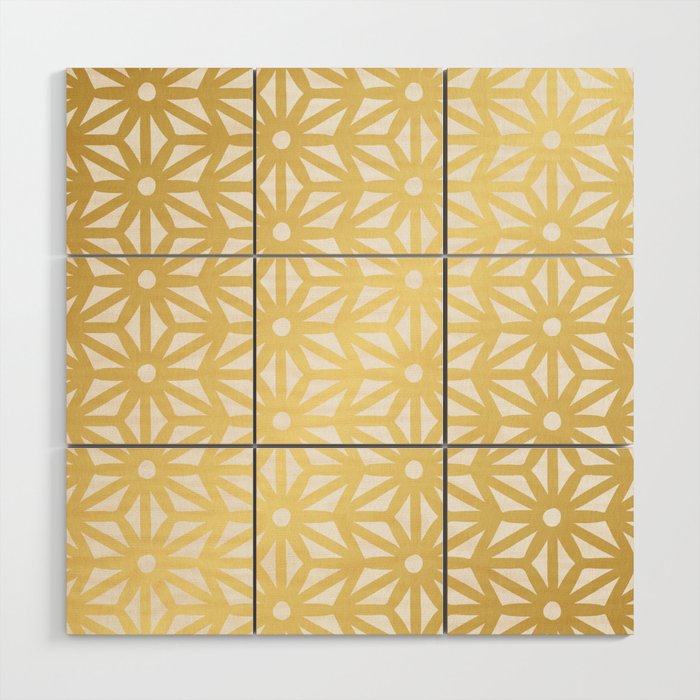 Asanoha Pattern - Gold Wood Wall Art Gallery Image 1