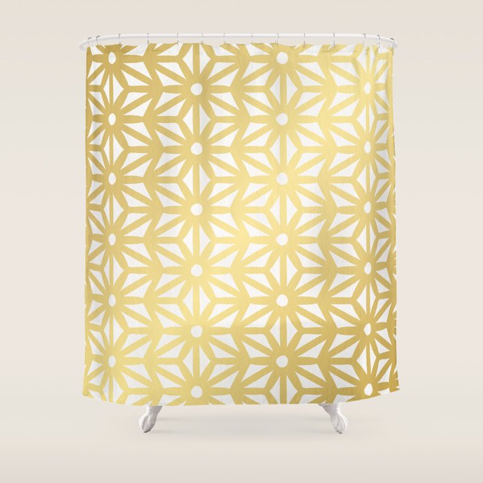 Asanoha Pattern - Gold Shower Curtain Gallery Image 1