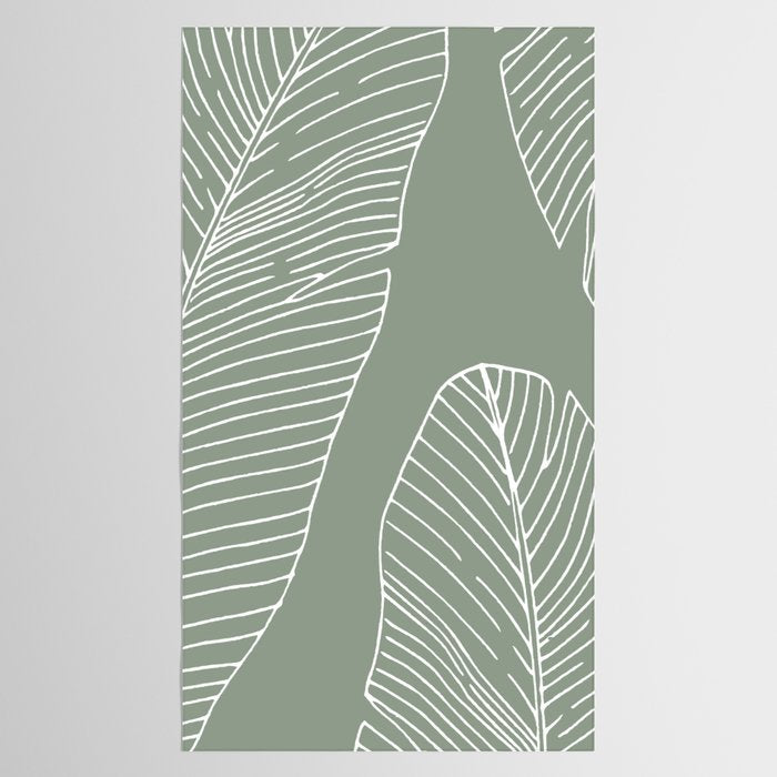Line Drawing, Green, Palms Print, Boho Wall Art Tablecloth Gallery Image 2