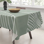 Line Drawing, Green, Palms Print, Boho Wall Art Tablecloth Gallery Image 3