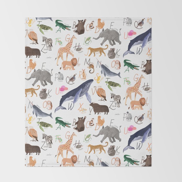 Animal Alphabet Throw Blanket Gallery Image 2