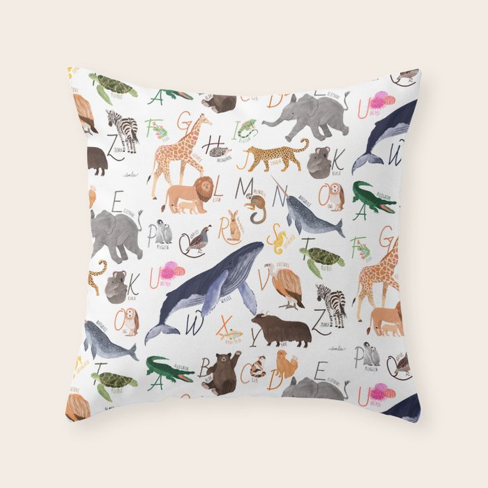 Animal Alphabet Throw Pillow Gallery Image 6