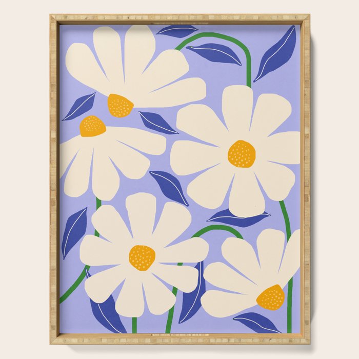 Wild Daisies - periwinkle Serving Tray Gallery Image 1