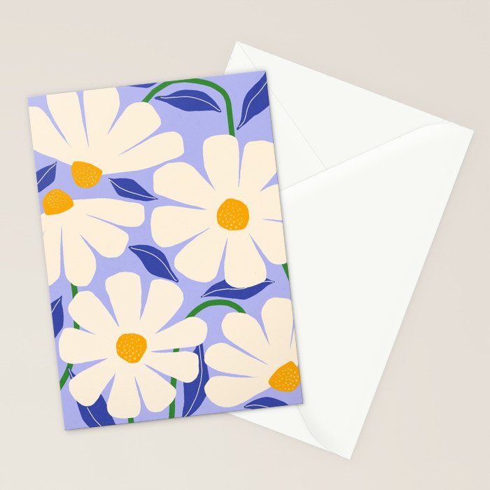 Wild Daisies - periwinkle Stationery Card Gallery Image 2