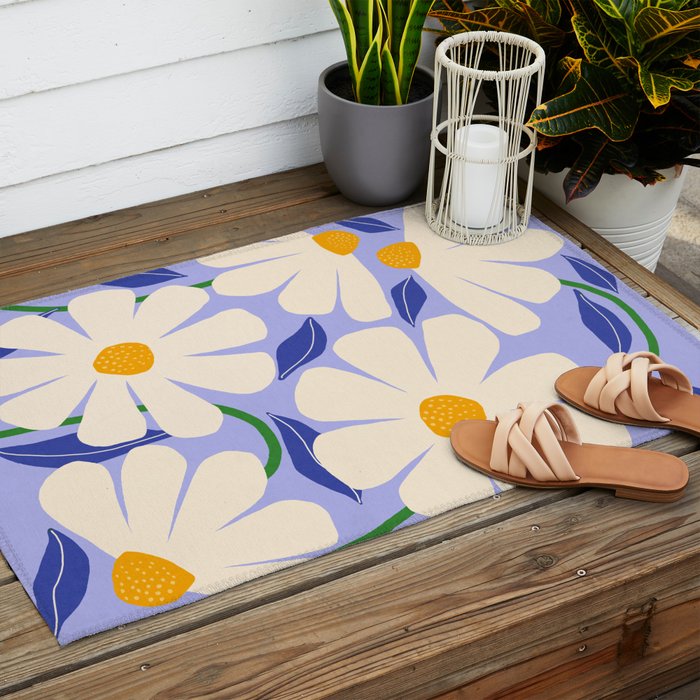 Wild Daisies - periwinkle Outdoor Rug Gallery Image 2