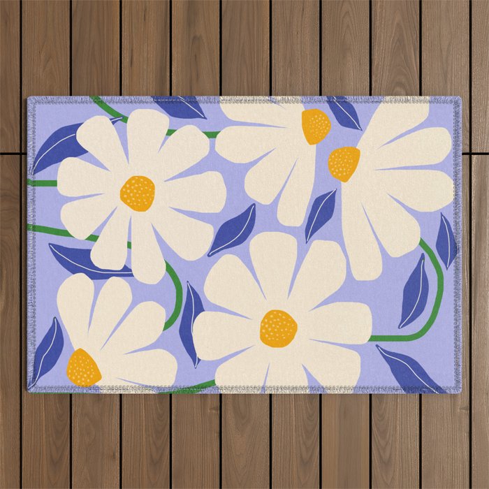 Wild Daisies - periwinkle Outdoor Rug Gallery Image 1
