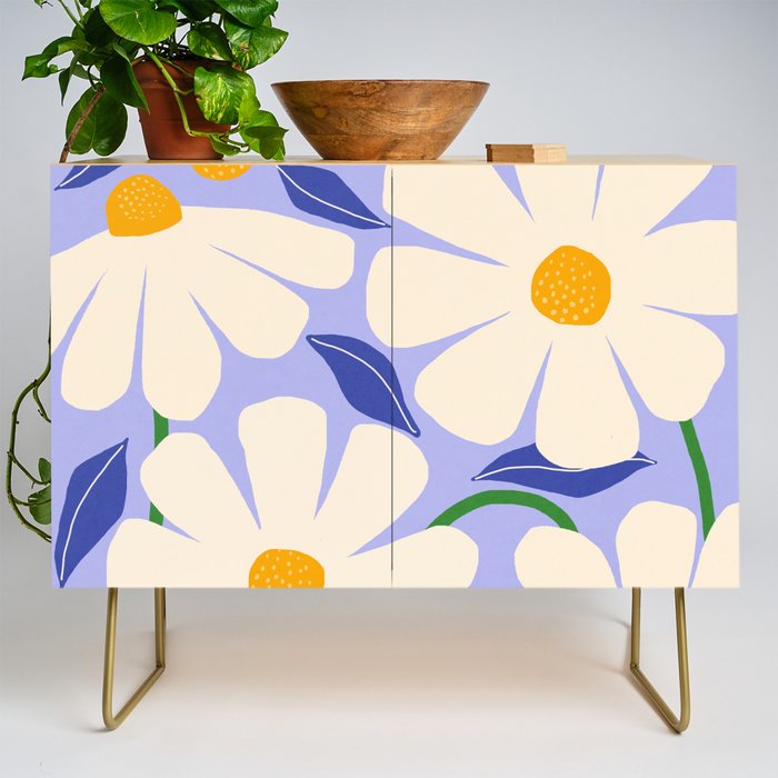 Wild Daisies - periwinkle Credenza Gallery Image 1