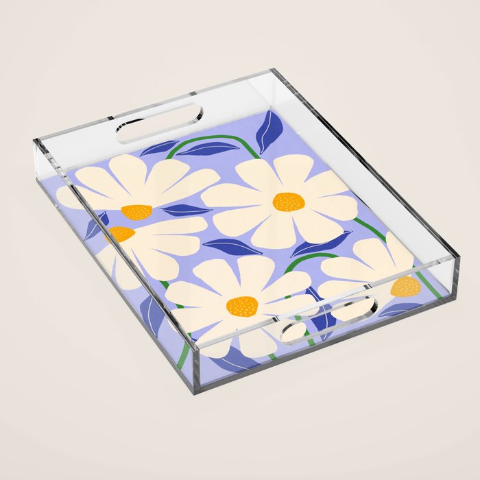 Wild Daisies - periwinkle Acrylic Tray Gallery Image 1