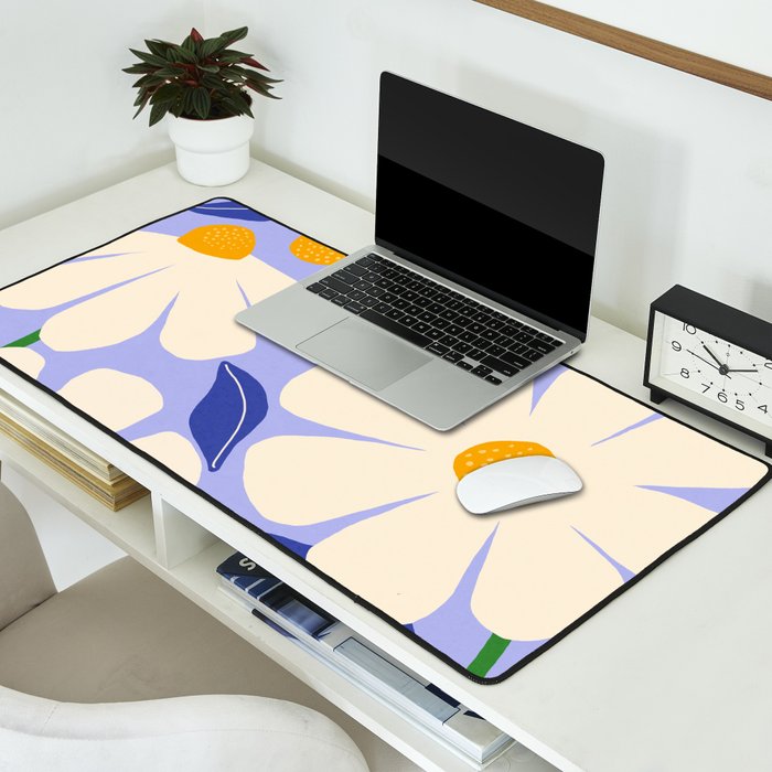 Wild Daisies - periwinkle Desk Mat Gallery Image 2