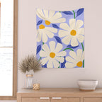 Wild Daisies - periwinkle Wall Tapestry Gallery Image 2