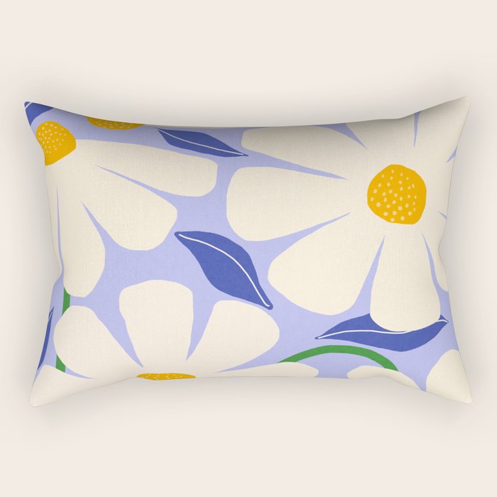 Wild Daisies - periwinkle Rectangular Pillow Gallery Image 1