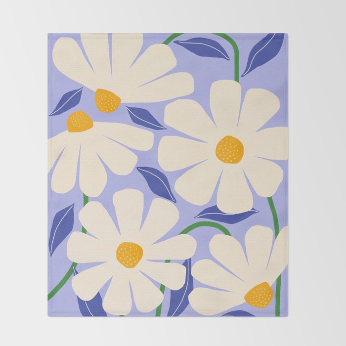 Wild Daisies - periwinkle Throw Blanket Gallery Image 2