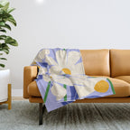 Wild Daisies - periwinkle Throw Blanket Gallery Image 1