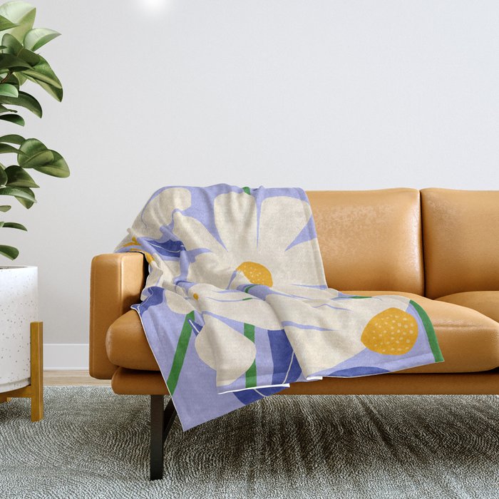 Wild Daisies - periwinkle Throw Blanket Gallery Image 1