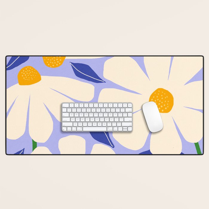 Wild Daisies - periwinkle Desk Mat Gallery Image 1