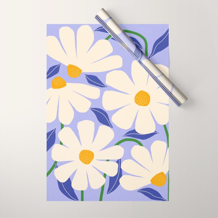 Wild Daisies - periwinkle Wrapping Paper Gallery Image 1