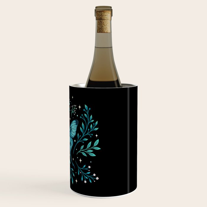 Mystical Luna Moth - Turquoise Wine Chiller Gallery Image 3