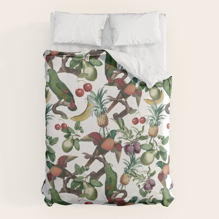 Tropical Vintage Floral and Fauna Duvet Cover Gallery Image 1