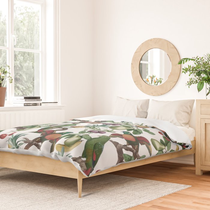 Tropical Vintage Floral and Fauna Duvet Cover Gallery Image 2