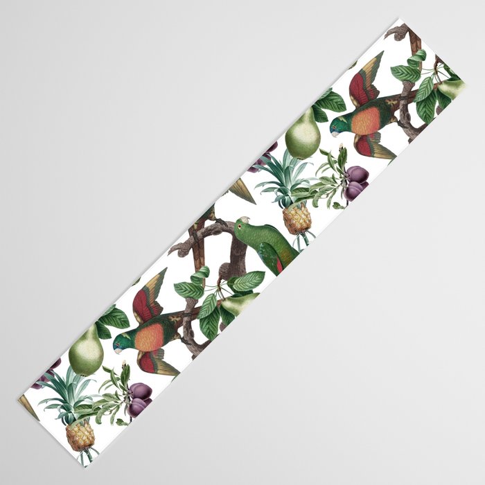 Tropical Vintage Floral and Fauna Table Runner Gallery Image 3