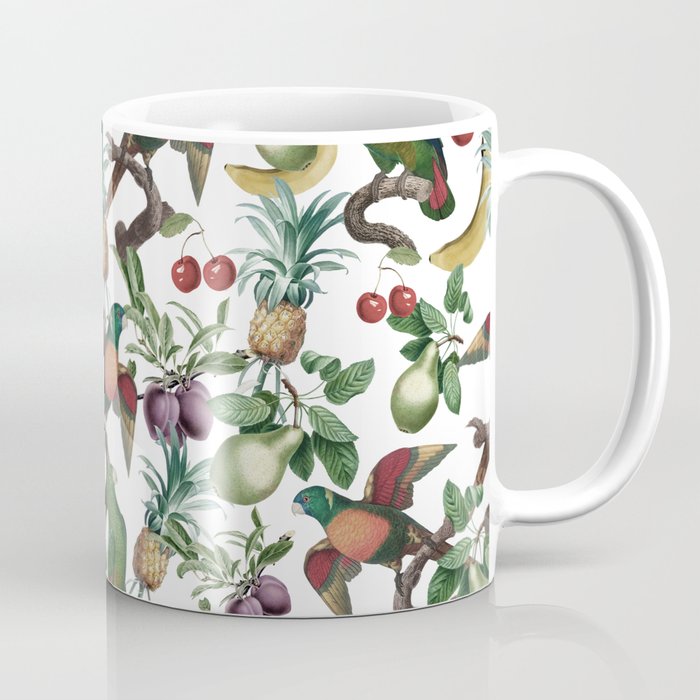 Tropical Vintage Floral and Fauna Coffee Mug Gallery Image 1
