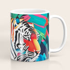 The Tigress, Fearless Wild Animal Tropical Jungle, Multicolor Cat Confidence Peaceful Calm Bohemian Eclectic Coffee Mug Gallery Image 1