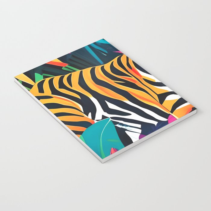 The Tigress, Fearless Wild Animal Tropical Jungle, Multicolor Cat Confidence Peaceful Calm Bohemian Eclectic Notebook Gallery Image 3