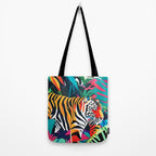 The Tigress, Fearless Wild Animal Tropical Jungle, Multicolor Cat Confidence Peaceful Calm Bohemian Eclectic Tote Bag Gallery Image 2