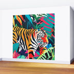The Tigress, Fearless Wild Animal Tropical Jungle, Multicolor Cat Confidence Peaceful Calm Bohemian Eclectic Wall Mural Gallery Image 2