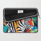 The Tigress, Fearless Wild Animal Tropical Jungle, Multicolor Cat Confidence Peaceful Calm Bohemian Eclectic Laptop Sleeve Gallery Image 2