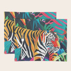 The Tigress, Fearless Wild Animal Tropical Jungle, Multicolor Cat Confidence Peaceful Calm Bohemian Eclectic Placemat Gallery Image 1
