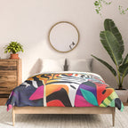 The Tigress, Fearless Wild Animal Tropical Jungle, Multicolor Cat Confidence Peaceful Calm Bohemian Eclectic Comforter Gallery Image 3