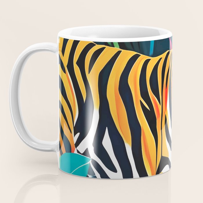The Tigress, Fearless Wild Animal Tropical Jungle, Multicolor Cat Confidence Peaceful Calm Bohemian Eclectic Coffee Mug Gallery Image 3