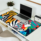 The Tigress, Fearless Wild Animal Tropical Jungle, Multicolor Cat Confidence Peaceful Calm Bohemian Eclectic Desk Mat Gallery Image 2