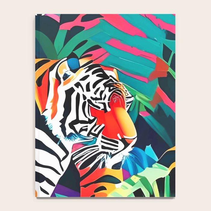 The Tigress, Fearless Wild Animal Tropical Jungle, Multicolor Cat Confidence Peaceful Calm Bohemian Eclectic Notebook Gallery Image 4