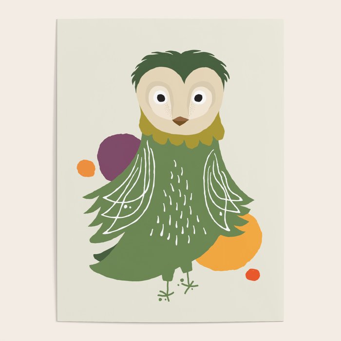 Quirky Barn Owl Poster Gallery Image 1
