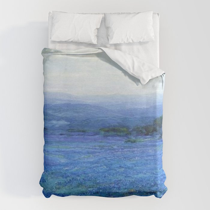 Bluebonnet Panoramic Landscape in Twilight painting by Robert Julian Onderdonk Duvet Cover Gallery Image 6