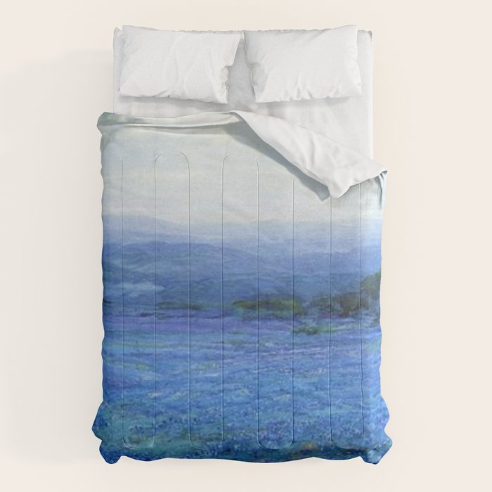 Bluebonnet Panoramic Landscape in Twilight painting by Robert Julian Onderdonk Comforter Gallery Image 1