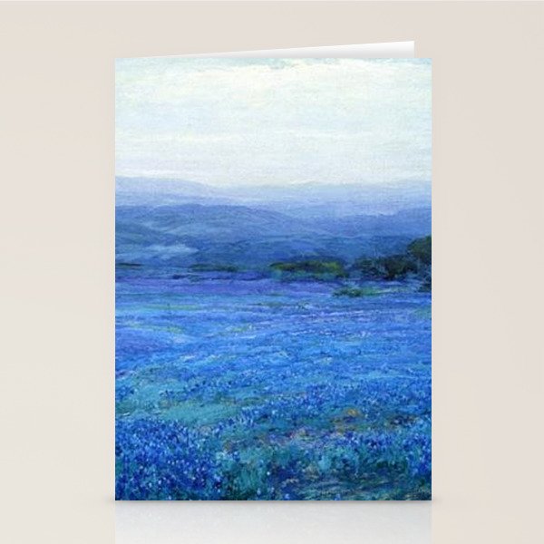 Bluebonnet Panoramic Landscape in Twilight painting by Robert Julian Onderdonk Stationery Card Gallery Image 1