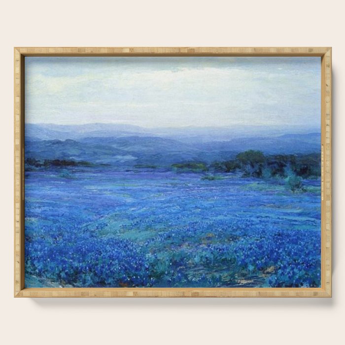 Bluebonnet Panoramic Landscape in Twilight painting by Robert Julian Onderdonk Serving Tray Gallery Image 1