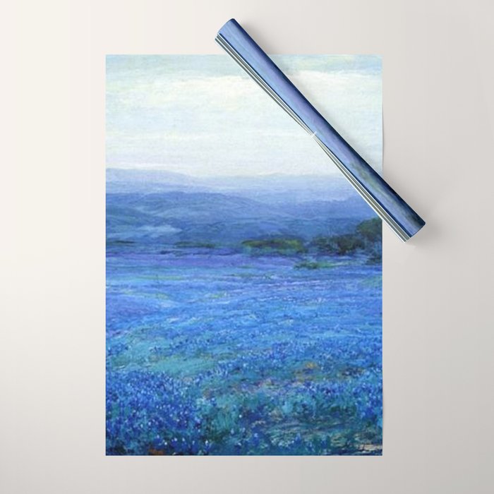 Bluebonnet Panoramic Landscape in Twilight painting by Robert Julian Onderdonk Wrapping Paper Gallery Image 1