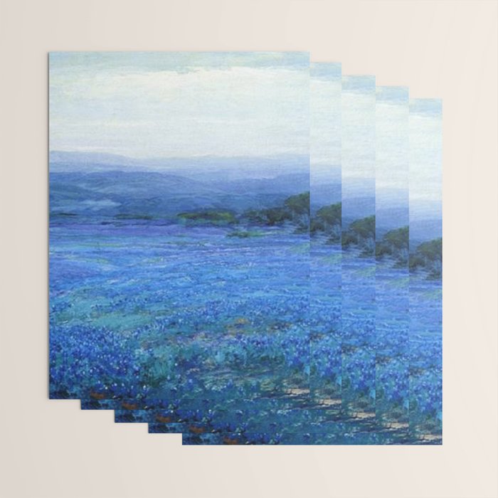 Bluebonnet Panoramic Landscape in Twilight painting by Robert Julian Onderdonk Wrapping Paper Gallery Image 3